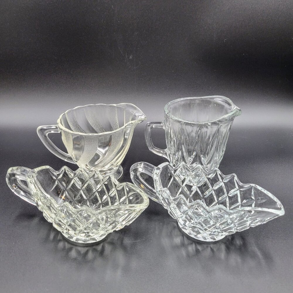 Vintage Creamers Syrup Pitchers Condiment Servers Clear Glass Serving Kitchen